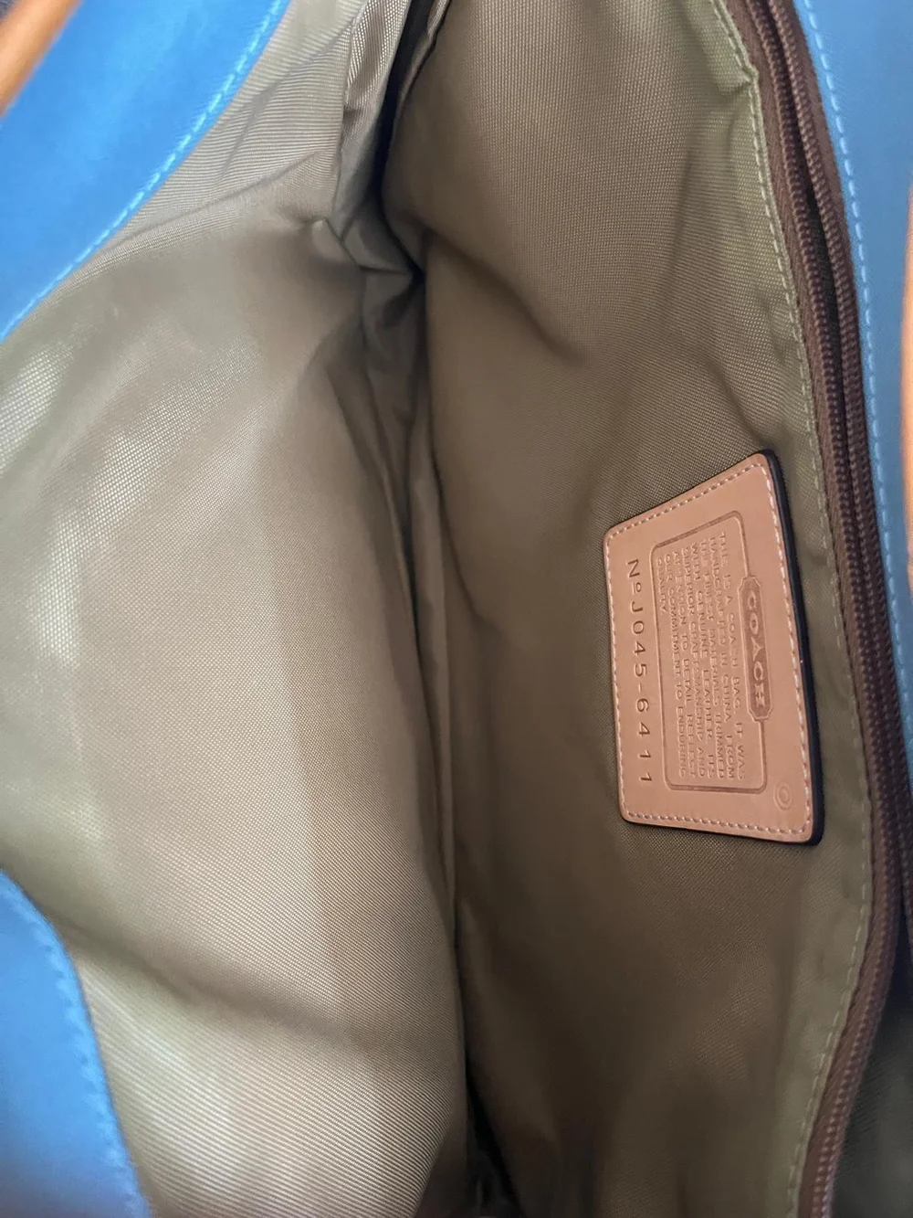 Coach Blue and Tan Leather-Trim Messenger Crossbody